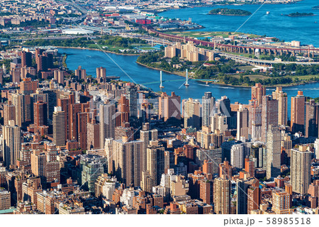 Aerial view of the skyscrapers of in Manhattan, NY 58985518