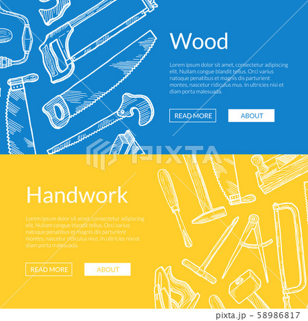 Vector hand drawn woodwork elements banner illustration 58986817