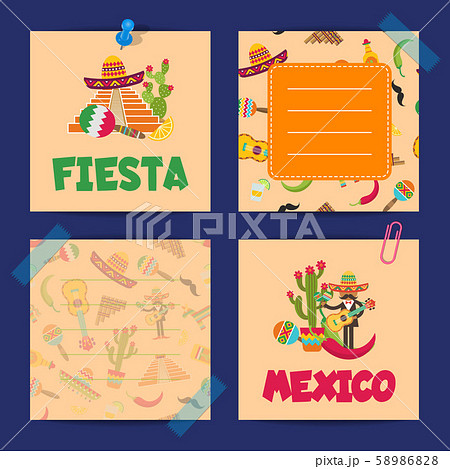 Vector flat Mexico note cards of set Vector flat Mexico note cards of set 58986828