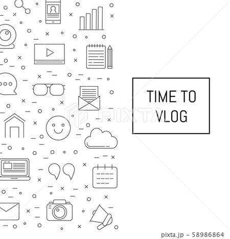 Vector line blog icons background with place for text illustration 58986864