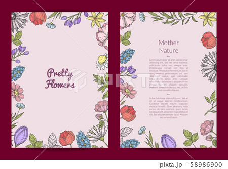 Vector hand drawn flowers card or flyer template illustration Vector hand drawn flowers card or flyer template illustration 58986900