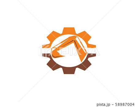 excavator arm digger in a pinion gear shape for design illustration on white background excavator arm digger in a pinion gear shape for design illustration on white background 58987004