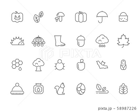 Linear autumn symbols. Vector icons set isolate 58987226
