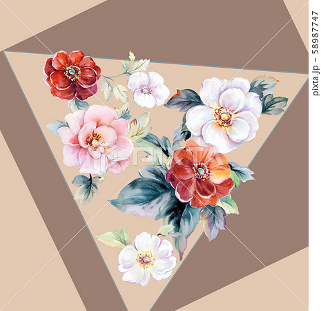 透明水彩 水彩画 花のイラスト素材