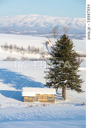 日本の田舎の冬景色の写真素材