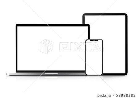 スマートフォン ノートパソコン タブレット端末の画面合成用素材の写真素材 55