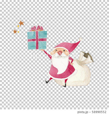 禮物和聖誕老人水彩插圖 禮物和聖誕老人水彩插圖 58990552