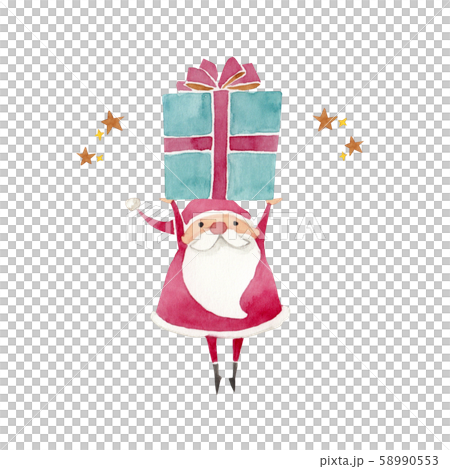 禮物和聖誕老人水彩插圖 58990553