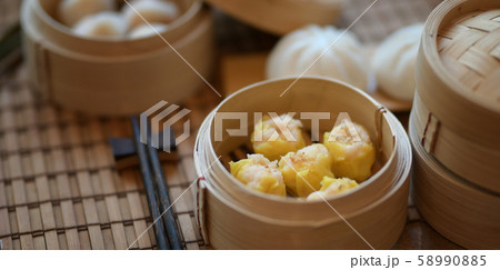 Cropped shot of Chinese steamed dumpling and 58990885