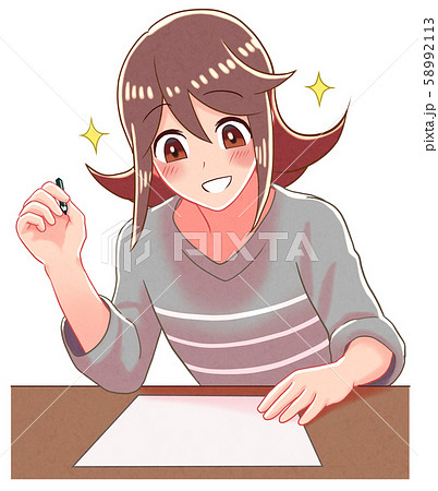勉強で理解して輝く女の子のイラストのイラスト素材