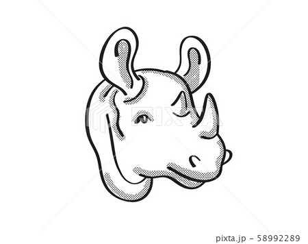 Black rhinoceros Endangered Wildlife Cartoon Mono Black rhinoceros Endangered Wildlife Cartoon Mono 58992289