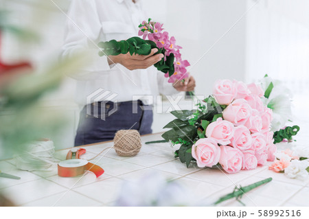 young women business owner florist making or young women business owner florist making or 58992516
