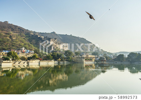 Taragarh Fort and Nawal Sagar Lake in Bundi. India Taragarh Fort and Nawal Sagar Lake in Bundi. India 58992573