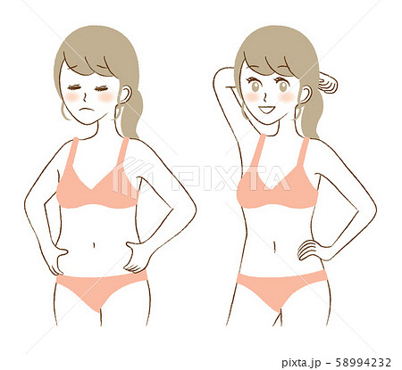 ダイエット ビフォーアフター 女性 痩せる フィットネス イラスト ベクターのイラスト素材 ダイエット ビフォーアフター 女性 痩せる フィットネス イラスト ベクターのイラスト素材