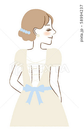 背中 綺麗 女性 ドレス イタストのイラスト素材