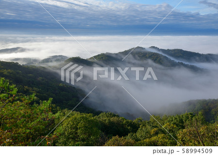 雲海と大小山　大小山から見た関東平野を覆う雲海 58994509