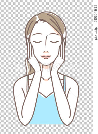 女性 洗顔後 保湿後などのイラスト素材