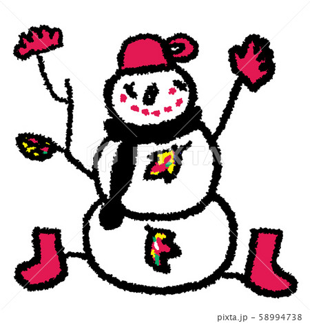 雪だるま 冬 雪 Snowman ３段 黒のイラスト素材