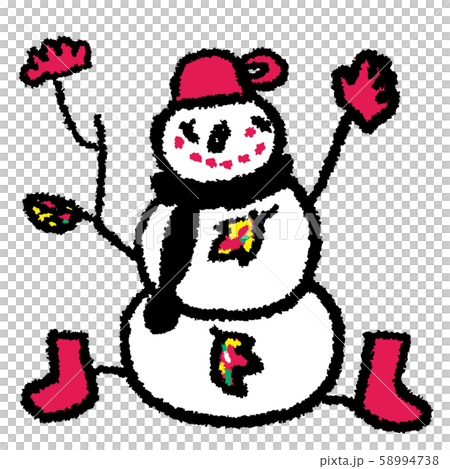 雪だるま 冬 雪 Snowman ３段 黒のイラスト素材