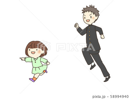 走る兄妹（長袖） 58994940