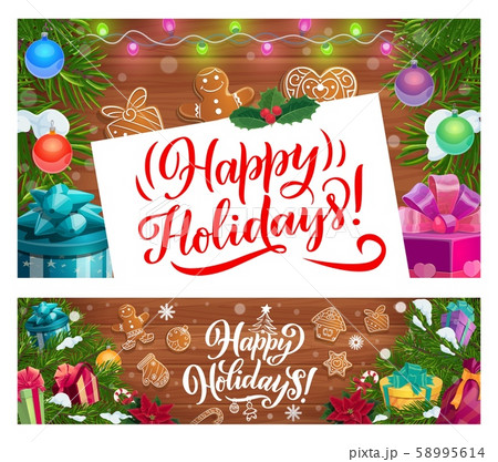 Christmas banners with Xmas gifts and presents 58995614