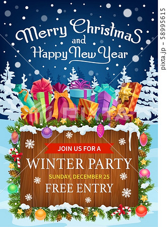 Christmas and New Year gifts. Winter holiday party Christmas and New Year gifts. Winter holiday party 58995615