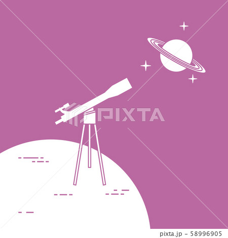 Telescope, planet Saturn with rings Astronomy. 58996905