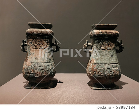 Fang Hu wine vessels from Qin Shi Huang tomb. Qin Emperor mausoleum museum in Xian, China 58997134