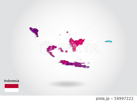 Vector polygonal Indonesia map. Low poly design. 58997222