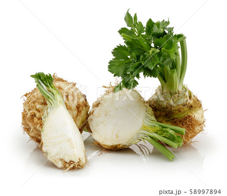 Group of celeriac isolated on white background 58997894