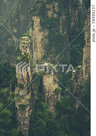 Stone pillars of Tianzi mountains in Zhangjiajie Stone pillars of Tianzi mountains in Zhangjiajie 58999237