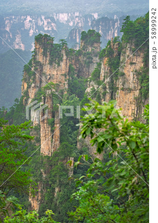 Stone pillars of Tianzi mountains in Zhangjiajie Stone pillars of Tianzi mountains in Zhangjiajie 58999242