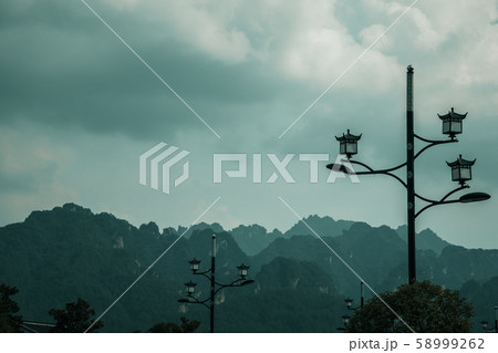 Lampposts on the street in Wulingyuan Lampposts on the street in Wulingyuan 58999262