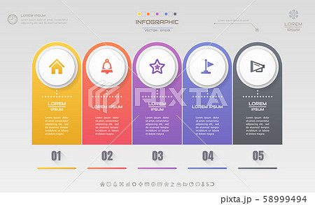 Infographics design template with icons, process 58999494