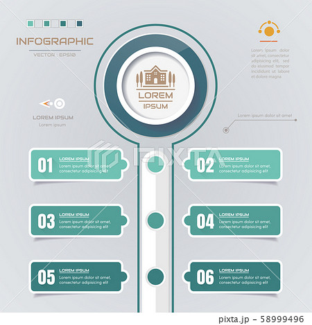 Infographics design template with icons, process 58999496