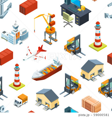 Vector isometric marine and sea port pattern 59000581