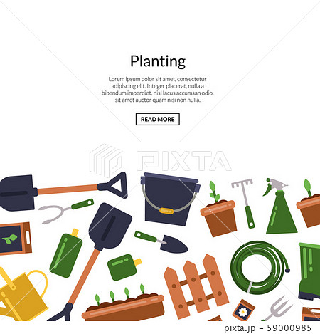 Vector flat gardening icons background with place for text illustration 59000985