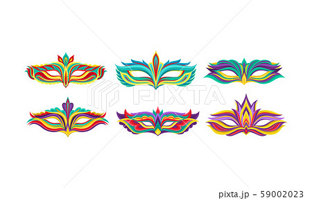 Carnival Bright Colored Masques Isolated On White Vector Collection 59002023