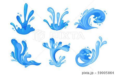 Water Splashes Vector Illustrated Set. Motion of Aqua Concept Water Splashes Vector Illustrated Set. Motion of Aqua Concept 59005864