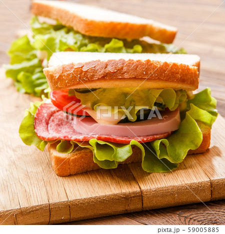 Sandwiches with salad and ham Sandwiches with salad and ham 59005885