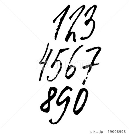 Set of grunge handdrawn numbers. Modern dry brush lettering. Vector illustration. 59008998