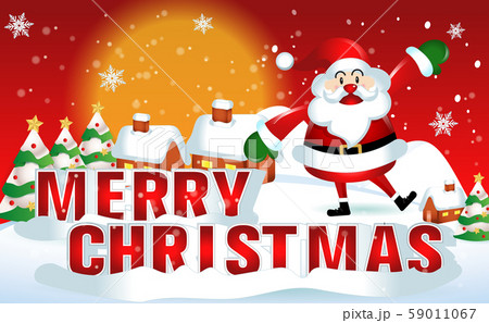 Merry Christmas. Santa Claus cute cartoon for Christmas and New Year background. Vector illustration. Merry Christmas. Santa Claus cute cartoon for Christmas and New Year background. Vector illustration. 59011067