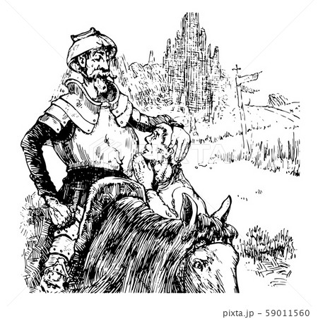 Don Quixote vintage illustration 59011560