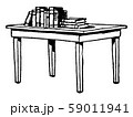 Table with Books, furniture,  vintage engraving. 59011941