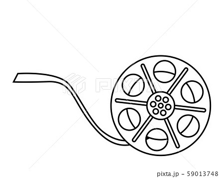 イラスト素材 映画フィルムのアイコンイラスト白黒線画のイラスト素材