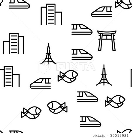 Tokyo Vector Seamless Pattern 59015981