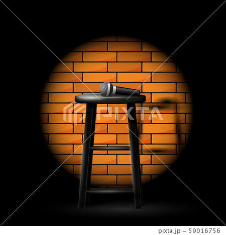 Stand up comedy show - microphone on stool in ray 59016756