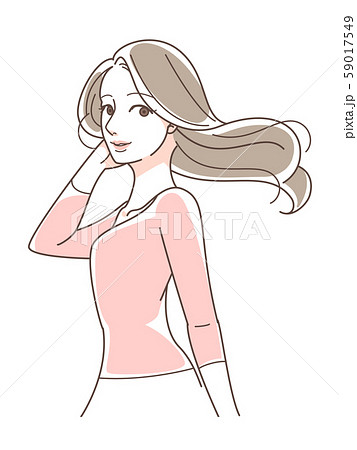 髪をなびかせる女性 白髪染め ヘアスタイルなどにのイラスト素材