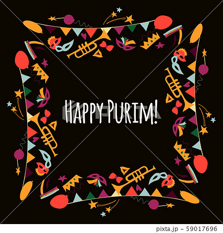 Vector illustration Happy Purim carnival set of 59017696