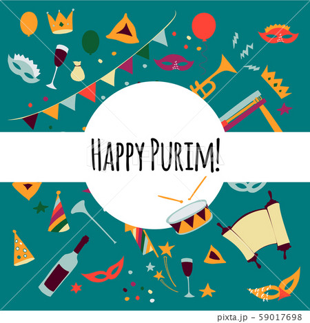 Vector illustration Happy Purim carnival set of 59017698